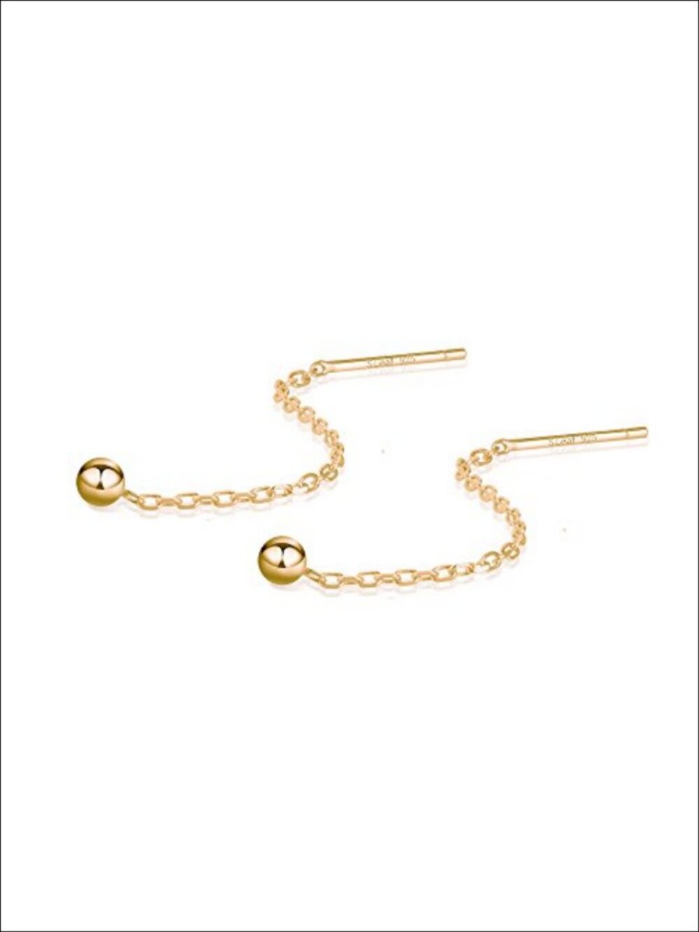 925 Sterling Silver Gold Plated Threader Earrings Chain Duster